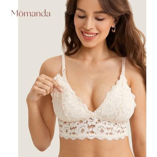 MOMANDA Womens Lace Nursing Bra For Breastfeeding Wire Free Maternity Bralette Lightly Pad