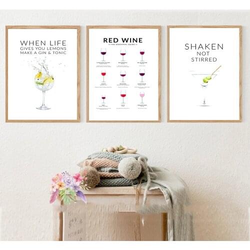 Gin & Tonic Cocktail Lemon Quote Art Canvas Poster Painting Bar Wall Picture Print Painting Home Kitchen Decoration Decor