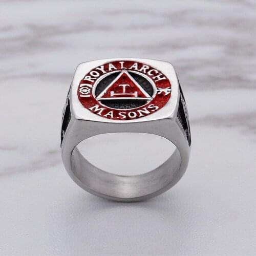 European and American stainless steel religious ring mens jewelry retro Masonic ring titanium steel gift