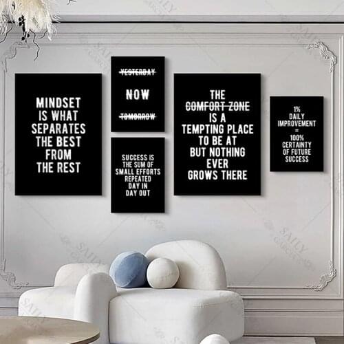 Canvas Painting Black and White Letters Inspirational Wall Posters Prints Motivational Quote Art Pictures for Living Room Decor
