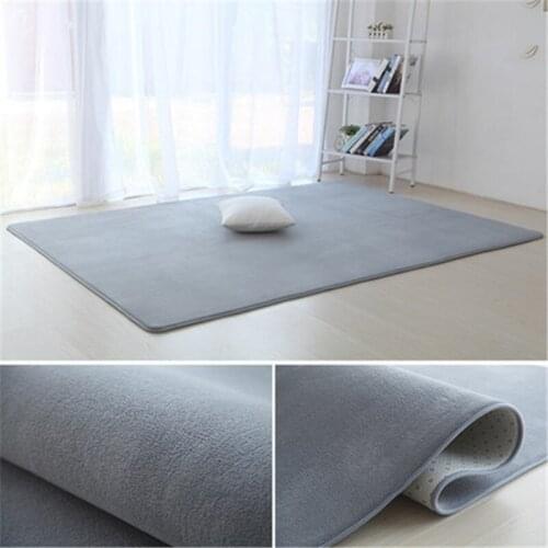 Coral Fleece Thick Solid Color Carpet Bay Window Cushion Living Room Bedroom Coffee Table Blanket Non-slip Rug Bedside Yoga Mats