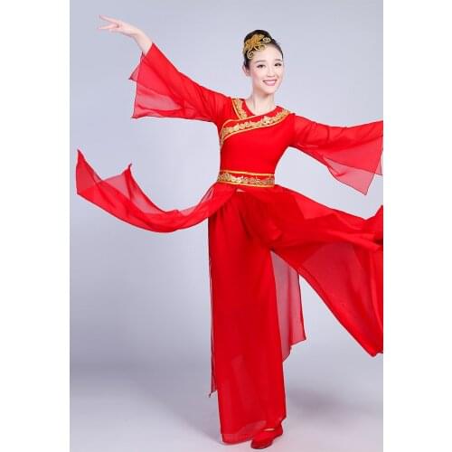 Red Chinese Yangko Dance Costume Women Folk Dance Clothing Traditional Fan Dance Wear Umbrella Dance Cloth for Stage Performance