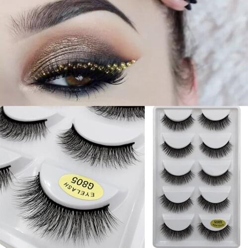 LANJINGLIN Faux Cils 5 Pairs 3D Mink Lashes Best Sale Natural Long False Eyelashes Handmade Fluffy Mink Lashes Makeup Extension