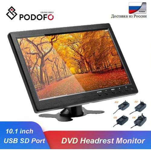Podofo 10.1" Car Headrest Monitor HD Digital TFT LCD Screen DVD Player Slim Design UV Coating HDMI VGA AV USB SD Port