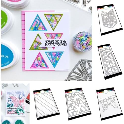 Butterfly Mosaic Tile Angled Stripes Trilliant Cutting Dies Stamps Scrapbook Decoration Embossing Template DIY Greeting Card