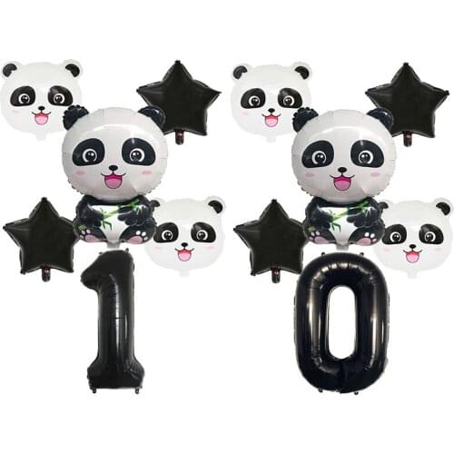 Cartoon Panda Foil Balloons Set Kids Birthday Party Decoration Animal Panda 32 Inch Black Number Balloon Jungle Party Kids toys