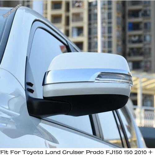 Outer Door Rearview Mirror Protect Strip Trim Streamer 2PCS For Toyota Land Cruiser Prado FJ150 150 2010 - 2020 ABS Accessories