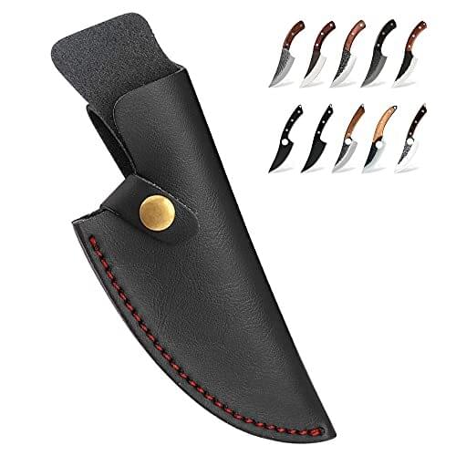 XYJ Boning Knife Sheath For 6 Inch Cleaver Serbian Chef Knives Blade Guards Soft Cowhide Leather Knife Cover With Loop Belt