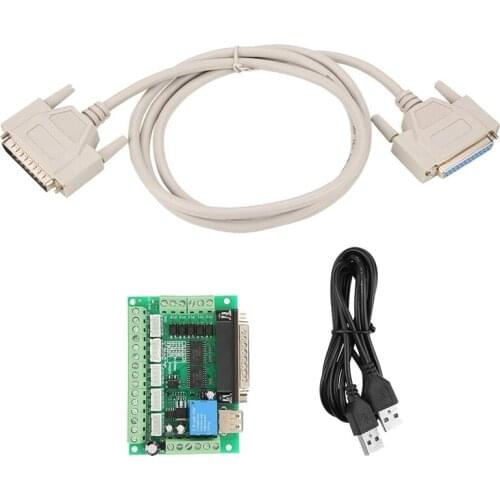 Stepper Motor Interface Board,12-24VDC MACH3 5 Axis USB Interface Breakout Board for CNC Stepper Motor