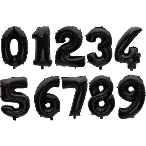 Party balloons 32 inch black digital aluminum foil balloons black theme birthday party decoration wedding decoration balloons