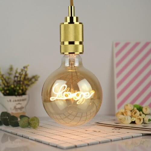 Retro Edison Light Bulb LOVE LED Filament Bulb E27 220V G125 Filament Bulb Lamp Letter Lights Decorative Lamp