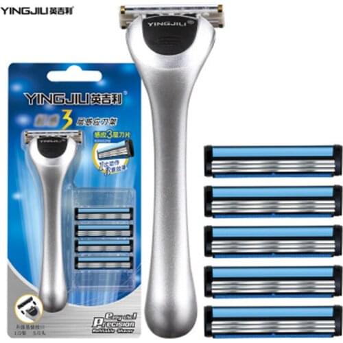 Manual Razor Mens shaver epilator Safety bic Machine for shaving barber hair removal Adjustable 1 holder 5 blade YinJiLi-220