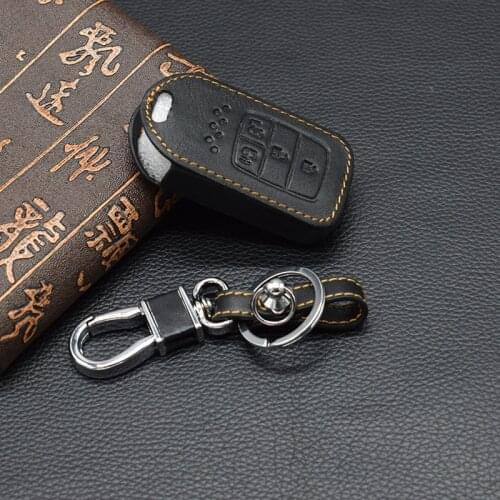 Car-styling,Leather car key protection case cover for Honda 2015 2016 Pilot Accord Civic Fit Freed 4 button key protect shell