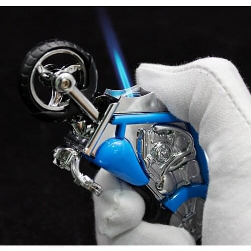 Jet Torch Lighter Windproof Motorcycle Shape Blue Flame Lighter Refillable Butane Gas Lighter