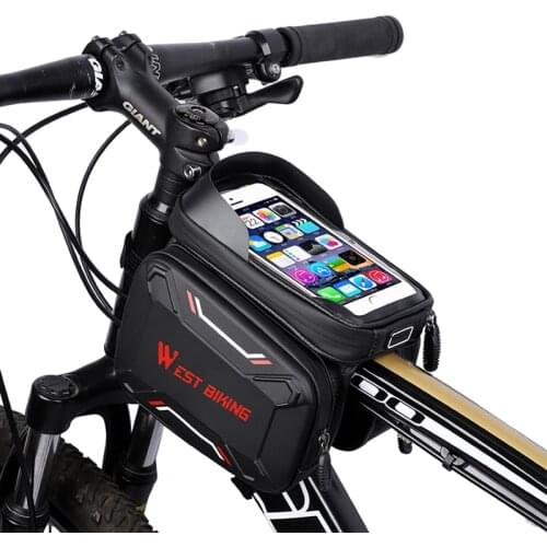 WEST BIKING 6.2in Bicycle Bag Front Frame Top Tube Road MTB Bike Bag Waterproof Phone Case Touch Screen Bag Cycling Accessories