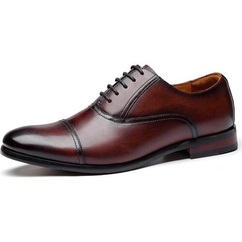 Luxury Boy Wedding Shoes Men‘s Dress Leather Church Shoes Wine Red Burgundy Oxfords Social Gents Suit Casual Business