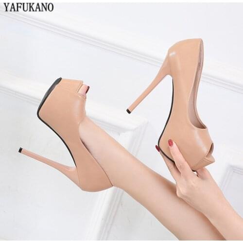 12 Cm Sexy Womens Pumps Spring Peep Toe Platform Shallow Mouth Single Shoes Fashion Thin Heels High Heels Party Wedding Shoes
