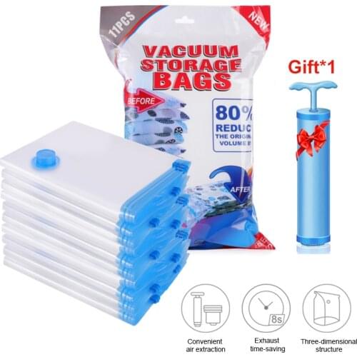 Vacuum Bags Valve Compression Bag Organizer Clothes Home Transparent Foldable With Hand Pump Travel Save Space Seal Storage Bags
