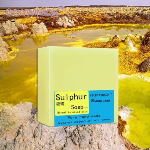 VICKYWINSON Sulfur handmade soap 100g Inhibit sebum secretion Reduce acne formation Pure natural soaps