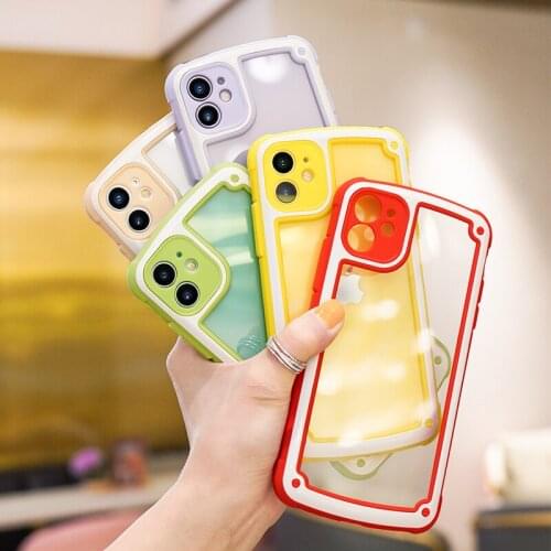 Macaron Camera Protection Protective Case For iPhone 12 11 Pro Max Clear Cover For iPhone X 6 6S 7 8 Plus XS Max XR Shock-Proof