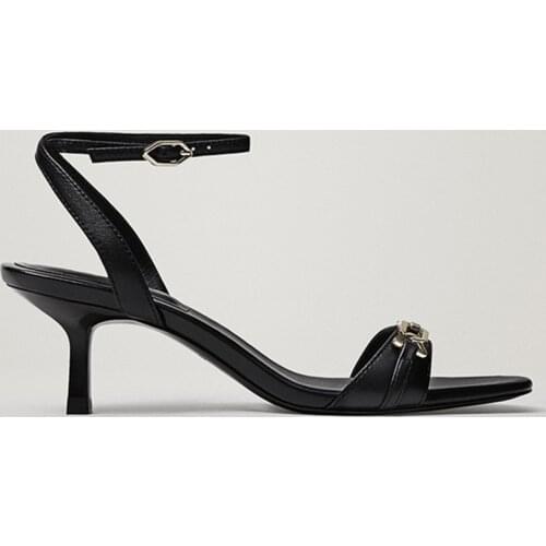 Jenny&DaveSandals Women New Arrival Office Lady Metal Buckle Sheep Real Leather Party Sandals Women Shoes Sandals Women shoes