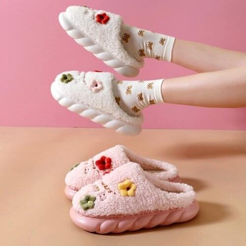 Cartoon Women Home Slippers Cute Bear Non-slip Soft Winter Warm House Indoor Bedroom Men Boys Girls Lovers Couples Floor Shoes