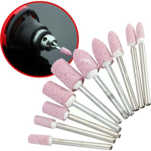 10pcs Polishing Head Abrasive Mounted Stone For Dremel Rotary Power Tools Electric Grinding Stone Wheel Dremel Accessories Pink