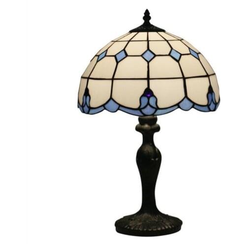 12" Mediterranean Sea Tiffany Simple Glass Table Lamp for Foyer Bed Room Bar Apartment Glass Reading Light H 49cm 1063