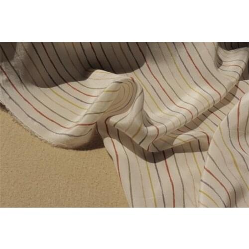 14mumi Silk striped crepe de chine fabric mulberry silk garment cloth BH2166 0.5M