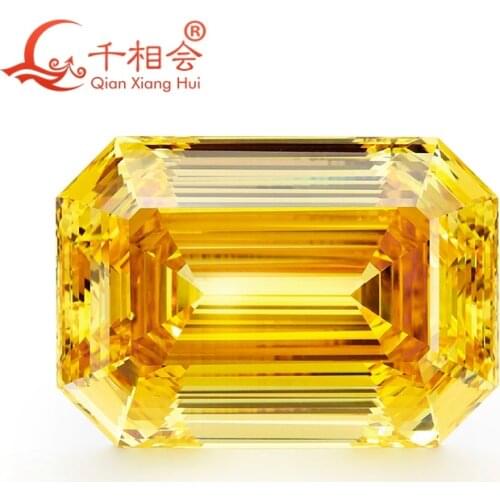321ct yellow color 28x40mm rectangle shape emreal d cut cubic zirconia loose stone cz stone