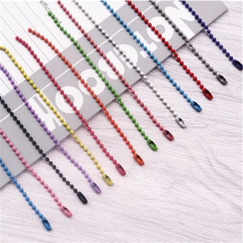 ACLOVEX 5pcs/lot 2.4mm Metal Ball Bead Chains With Connectors Length 12cm Colorful Iron Chain Bulk For Diy Jewelry Accessories