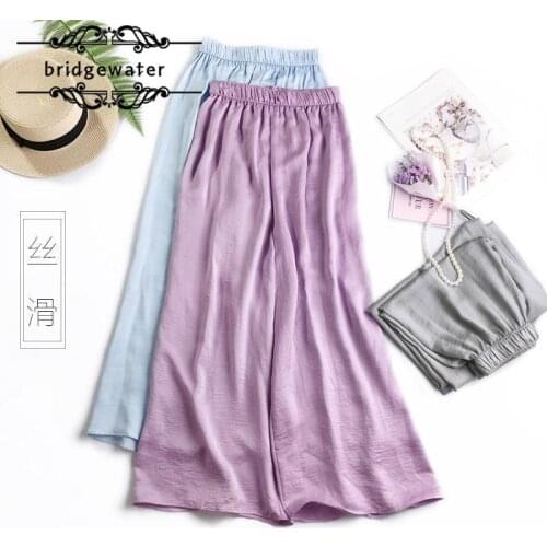 Bridgewater Womens Pants Straight Cupro Wide-Leg Plus Size Streetwear Summer Loose Casual Drape Ice Silk Women Trousers