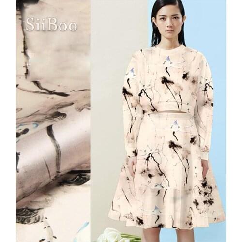 Designer luxury inkjet print 100% Silk organza fabric for dress,shirt 14mm pure silk fabric cloth tissue free shipping SP2894