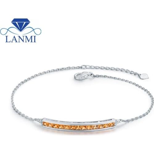 Elegent Design Real 18K White Gold Yellow Sapphire Bracelet Loving Diamond Jewelry for Wife Birthday Wholesale Gift