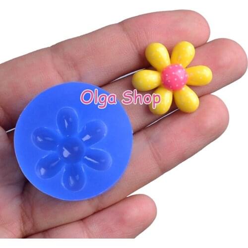 HYL406 20.0mm Kawaii Flower Silicone Mold Fondant Cake Decoration Craft Candy Chocolate Resin Clay Art Earrings Necklace Rings