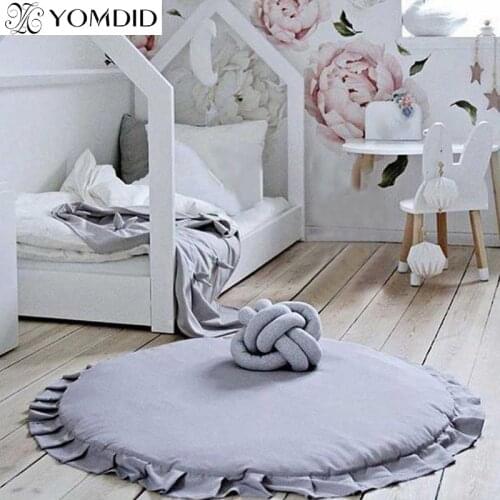 Round Rug Door Mat Anti-Slip Carpet for Living Room Ruffle Doormat Home Decor Baby Sleep Cushion Cotton Mat 3 Colors Available