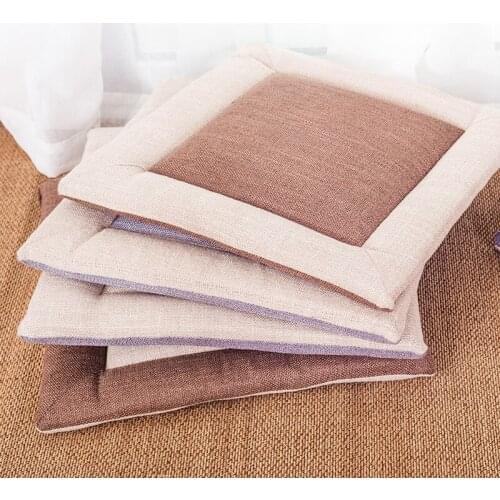 Square Linen Cushion Summer Breathable Chair Cushion Tatami Mats Household Non-Slip Seat Pads Student Office Chinese Style Cushi