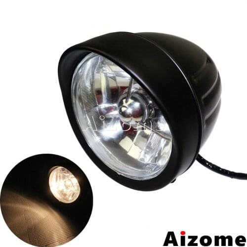 12V 4.5" Motorcycle Headlight H4 Halogen 60/55W Bulb Retro Vintage Headlamp for Harley Softail Dyna FXSTSS FXEF Rocker Chopper
