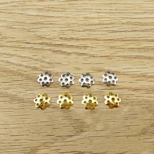 Hot 100pcs 6mm/8mm Hollow Glossy Flower Holder/Flower Cap Loose Bead End Caps Diy fashion Beaded Jewelry Accessorie