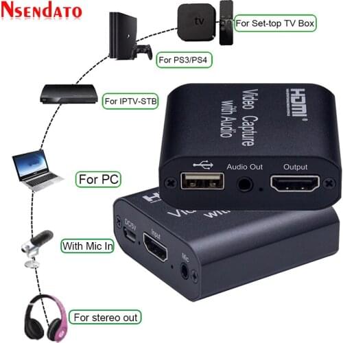 Mini 4K USB 2.0 HDMI Video Grabber Capture Card Record Box adapter for PS4 Game DVD Camcorder HD Camera Recording Live Streaming