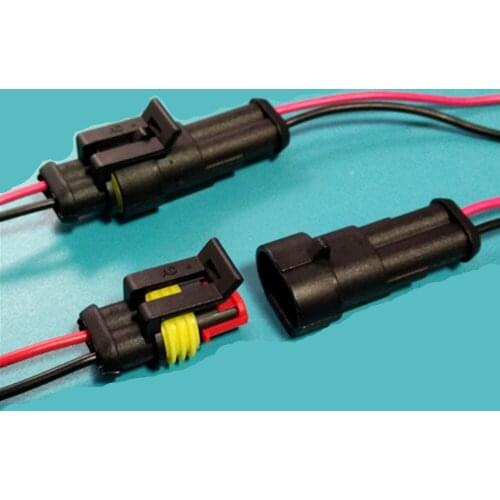 5 pcs 2 Pin Way Sealed Waterproof Electrical Wire Connector Plug Set With AWG Marine Sealed Plug For Car Truck Motorcycle Boat