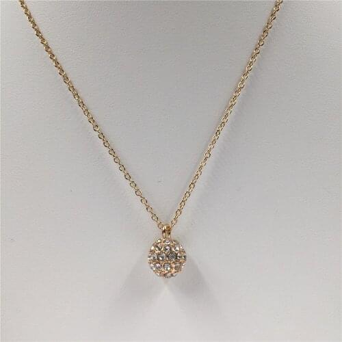 2020 New Arrivals Casual Gold Color Plating Small Ball Clear Stone Decorated Delicate Necklace Matching Jewelry Party Gift