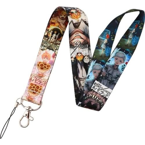 The Promised Neverland Lanyard Keys Phone Holder Funny Neck Strap With Keyring ID Card DIY Animal webbings ribbons Hang Rope