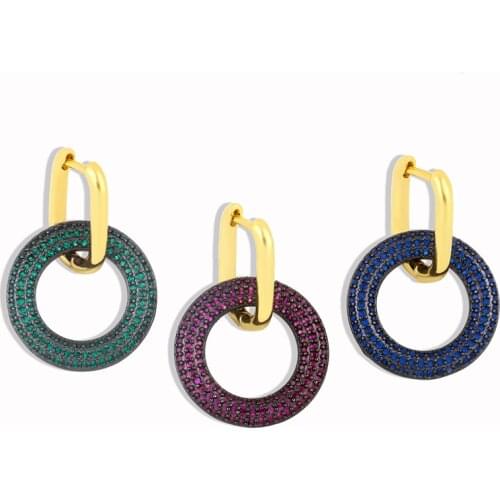 OCESRIO 1 Piece Multiple Color Round Hoop Earrings Women CZ Jewelry Colorful Earring Hoops For Party Birthday Gift cspa009