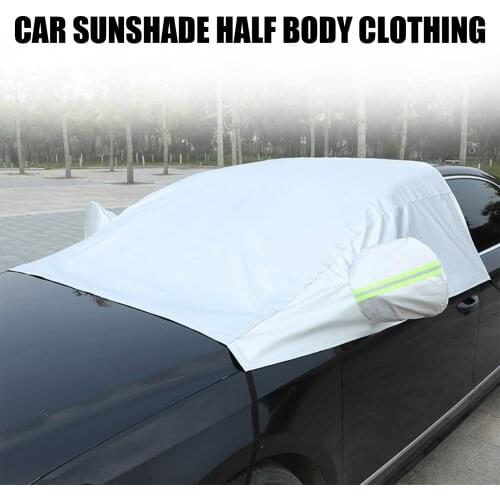 UV Protection Dust Proof Car Cover Outdoor Indoor Universal Half Semi Car Protection Cover​ With Wind-Proof Hooks Suction Cups