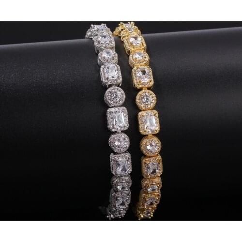 Luxuryirconia Tennis Bracelets Iced Out Chain Crystal Wedding Bracelet for Women Men Gold Silver Bracelet Jewelry