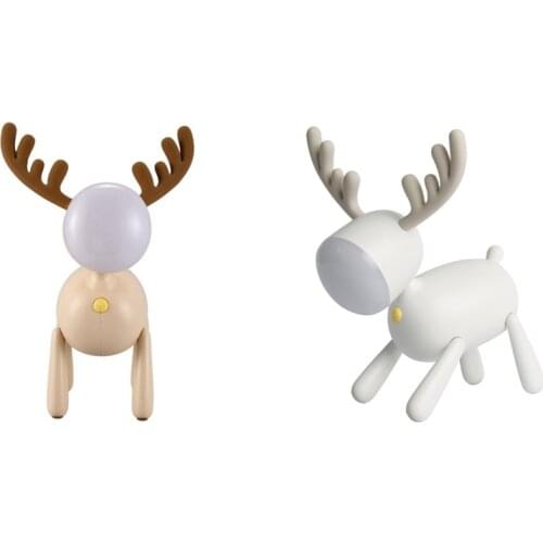 Elk Deer Rotary Night Light Tail Adjustable Timing USB Lamp Kids Bedroom Decor Desktop Decoration
