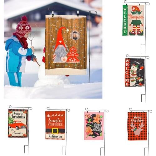 1pcChristmas Garden Flag Indoor Outdoor Home Yard Flag Banner Hanging Ornament Christmas Festival Household Hanging Flag Decor