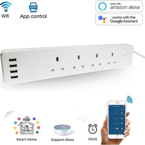 Wifi Smart Power Strip USB Outlet Surge Protector Multi Plug UK Extension Socket Remote Control Timer adapter Tuya Alexa Google