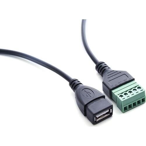 USB 2.0 Type A Female to 5P Screw Shield Terminal Plug Adapter Connector Cable for Home Office